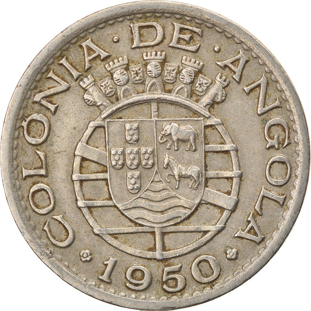 Angola | 50 Centavos Coin | Horse | Elephant | Shield | Km:72 | 1948 - 1950