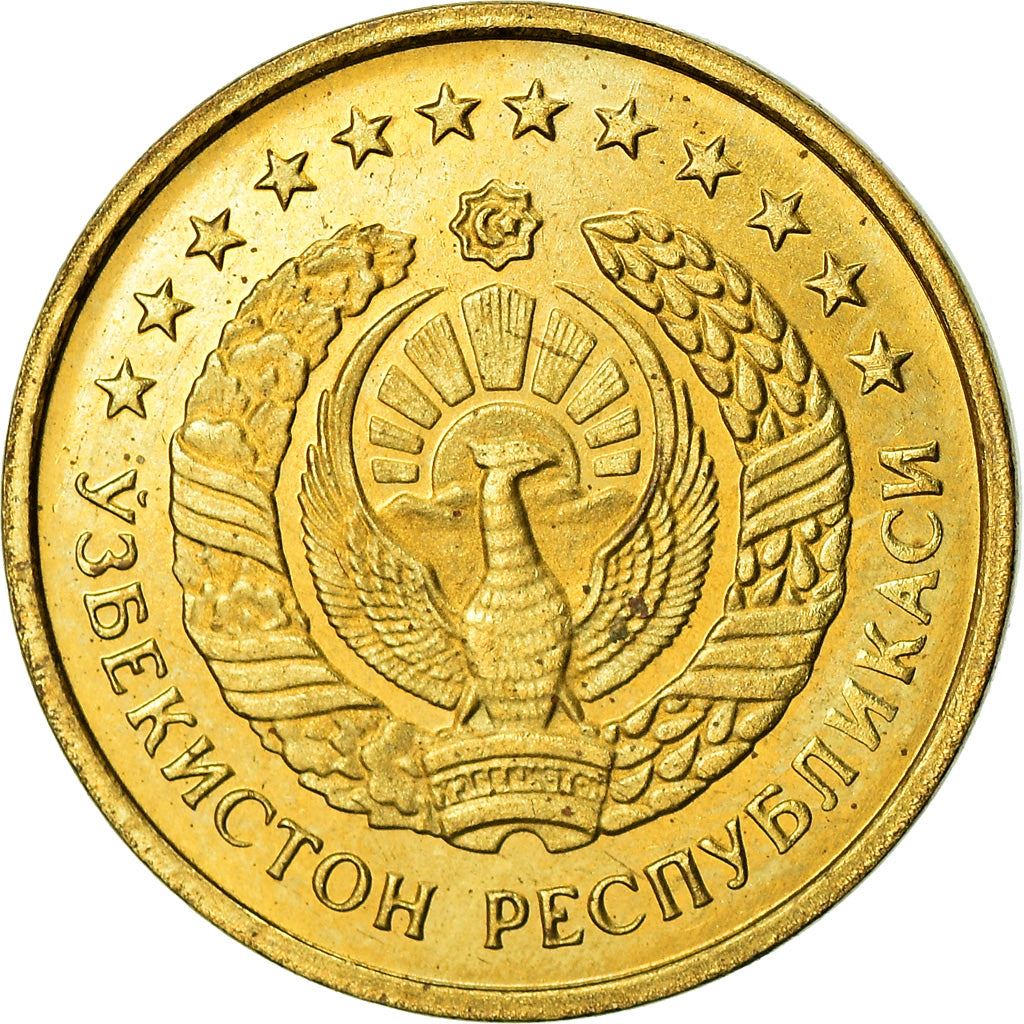 Uzbekistan | 1 Tiyin Coin | Stars | Cotton | Wheat | Sun | Huma Bird | Km:1.1 | 1994