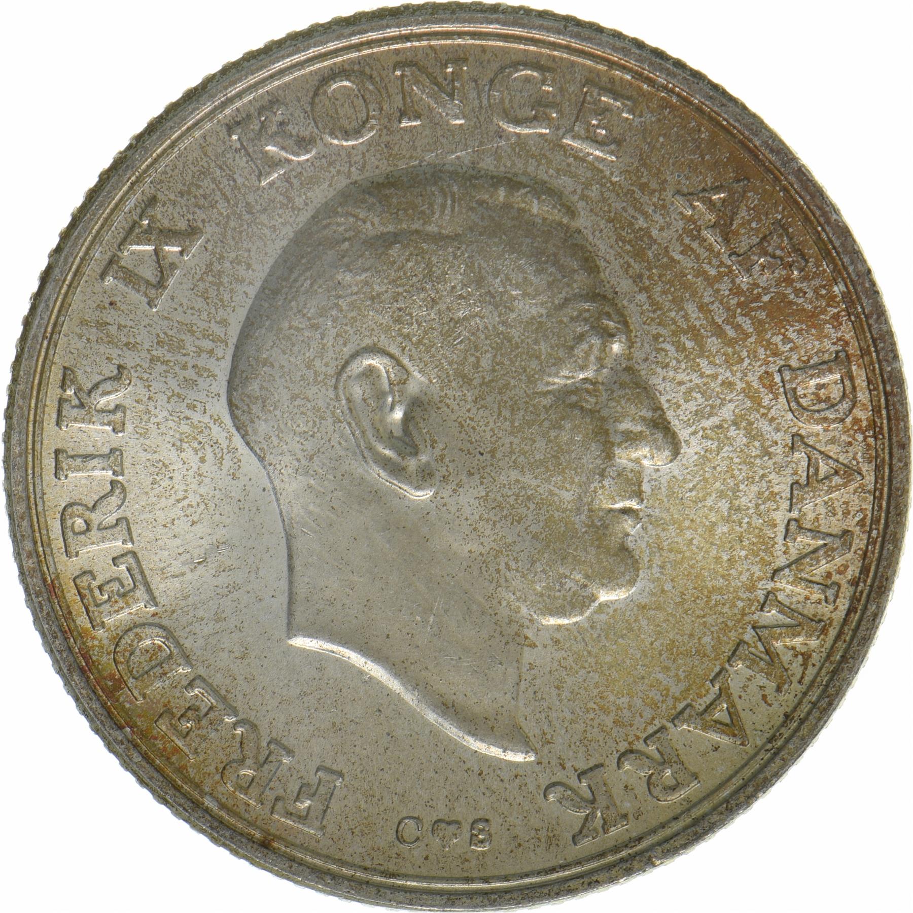 Denmark | 2 Kroner Coin | Silver | Princess Margrethe's 18th Birthday | KM:845 | 1958