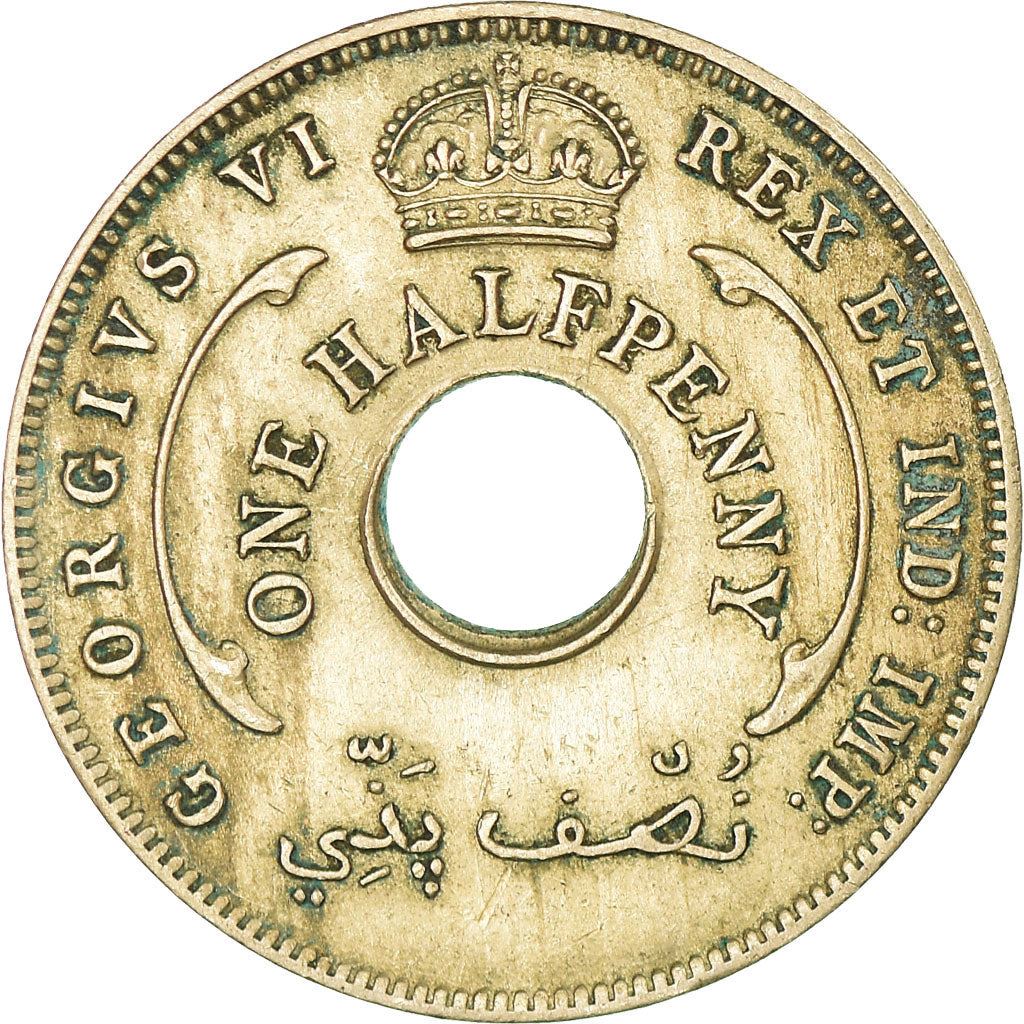 British West Africa | 1/2 Penny Coin | Crown | Hexagram | KM:18 | 1937 - 1947