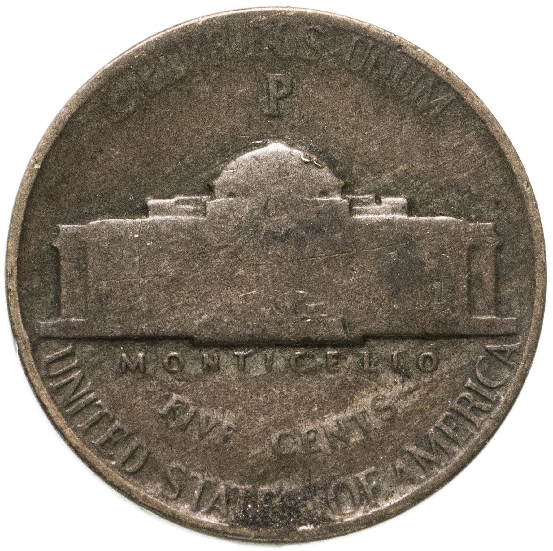 USA | 5 cent mynt | Thomas Jefferson | Monticello | KM192a | 1942 - 1945