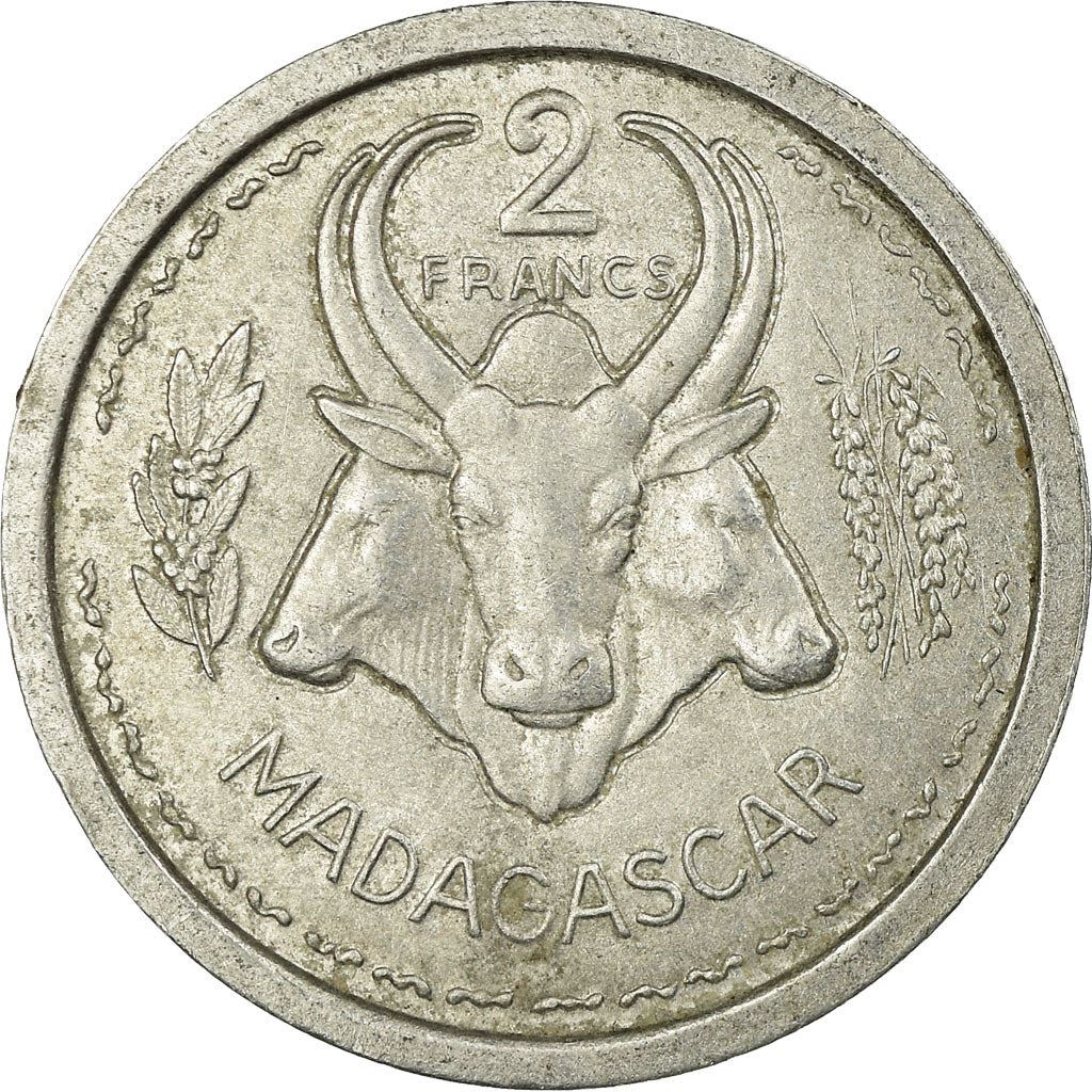 Madagascar | 2 Francs Coin | Marianne | Zebu | Km:4 | 1948