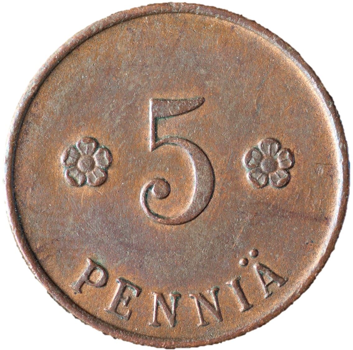 Finland | Finnish 5 Pennia Coin | Civil War Coinage | KM21 | 1918