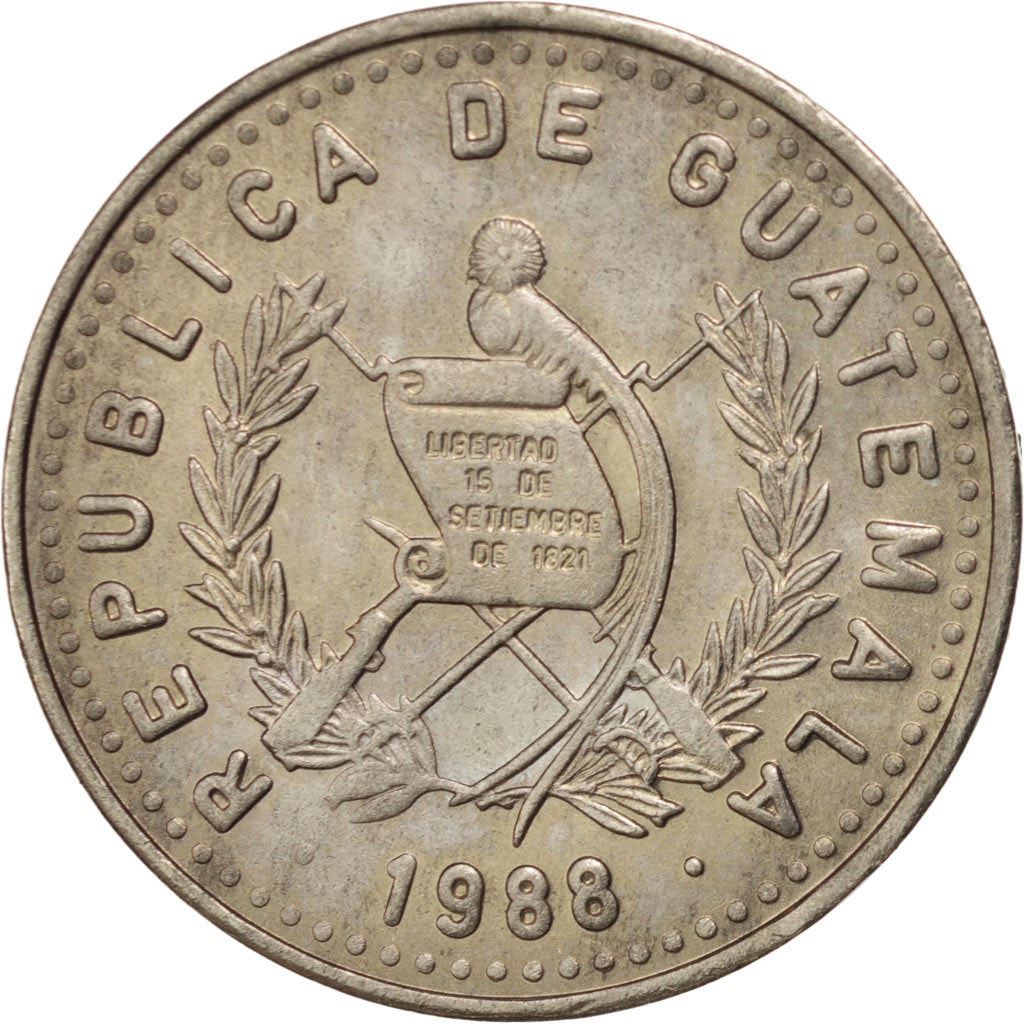 Guatemala | Pièce de 25 centavos | Buste indigène | Km:278 | 1977 - 2000