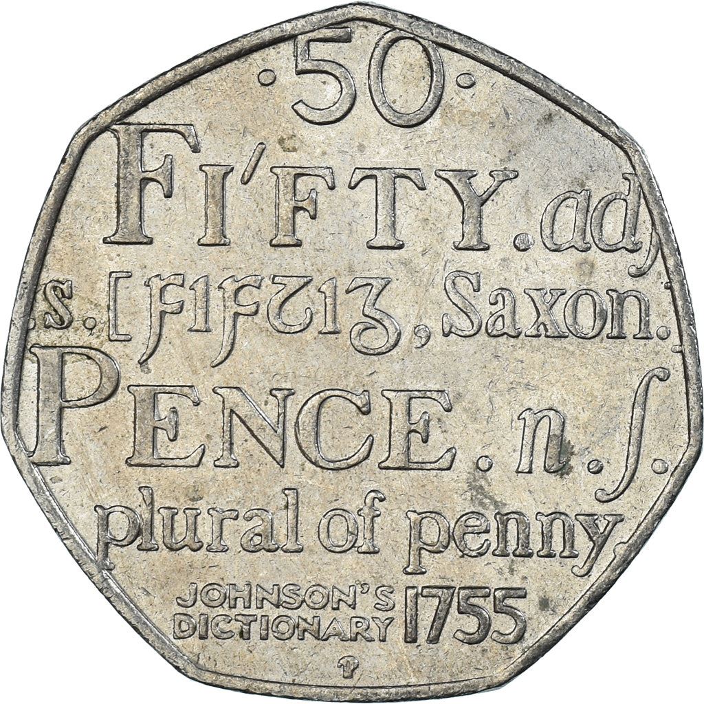 United Kingdom | 50 Pence Coin | Johnson's Dictionary | Km:1050 | 2005 - 2009