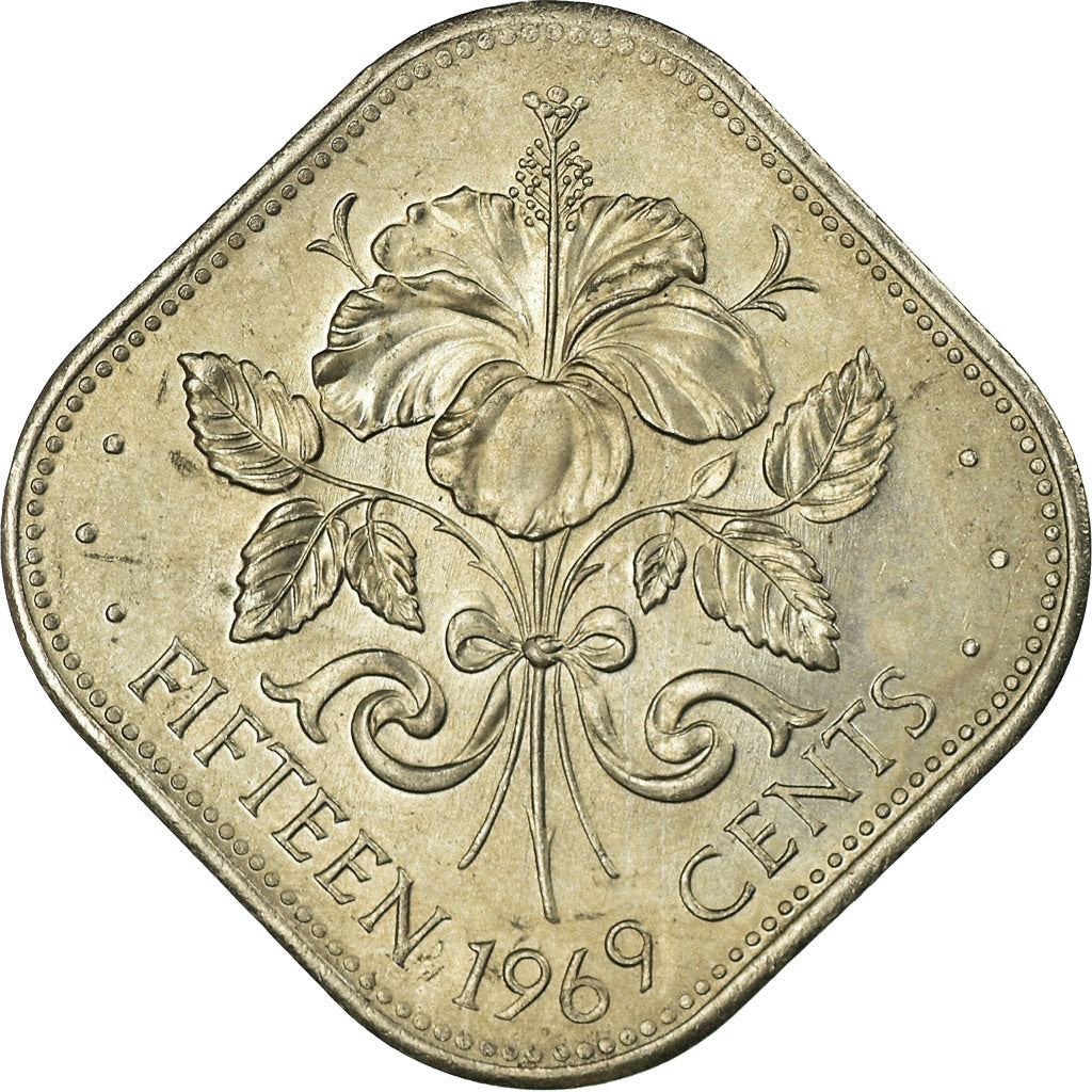 The Bahamas | 15 Cents Coin | Hibiscus | Copper-nickel | KM:5 | 1966-1970