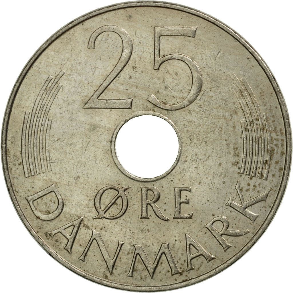 Denmark | 25 Ore Coin | Monogram | Km:861 | 1973 - 1988