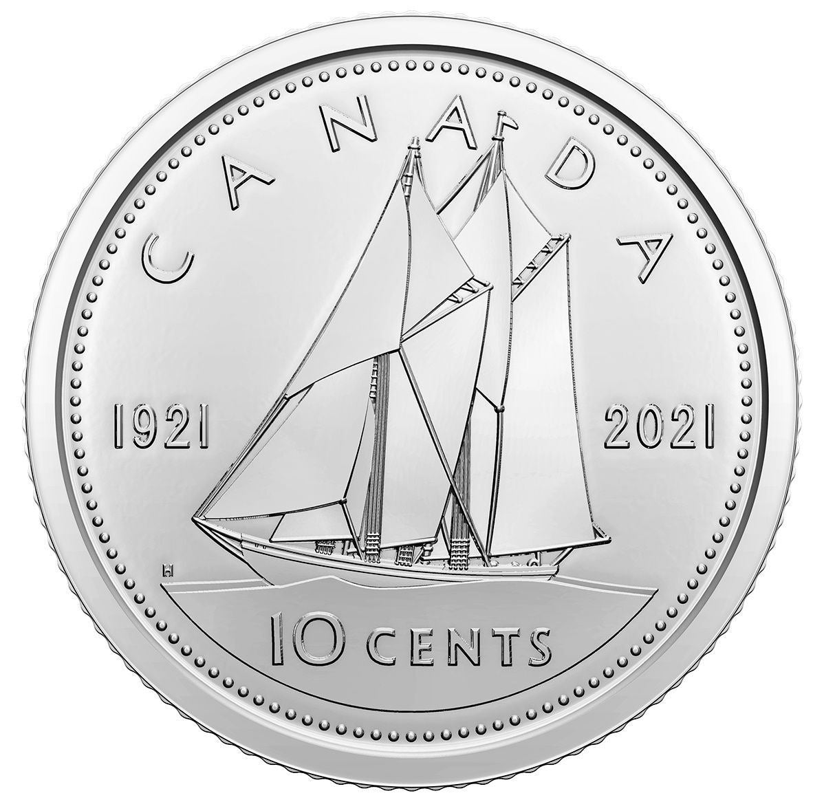 Canada | 10 Cents Coin | the Bluenose | Nickel plated steel | KM:3081 | 2021