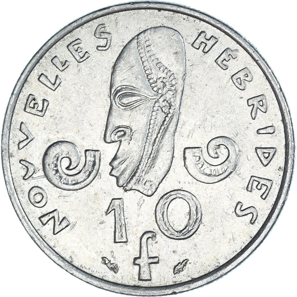 New Hebrides | 10 Francs Coin | Marianne | Native Mask | Snails | Km:2.2 | 1973 - 1982