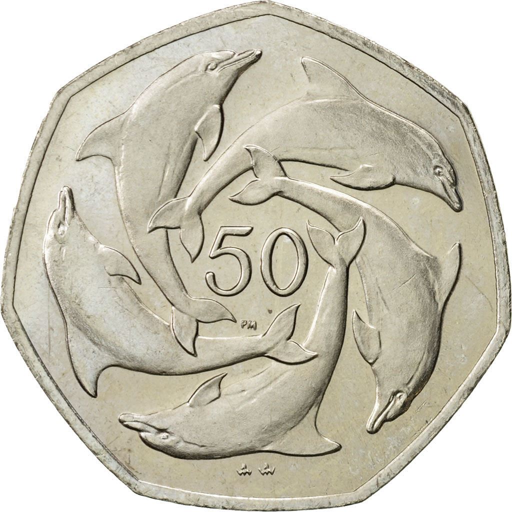Gibraltar | 50 Pence Coin | Dolphins | KM:778 | 1998 - 2003