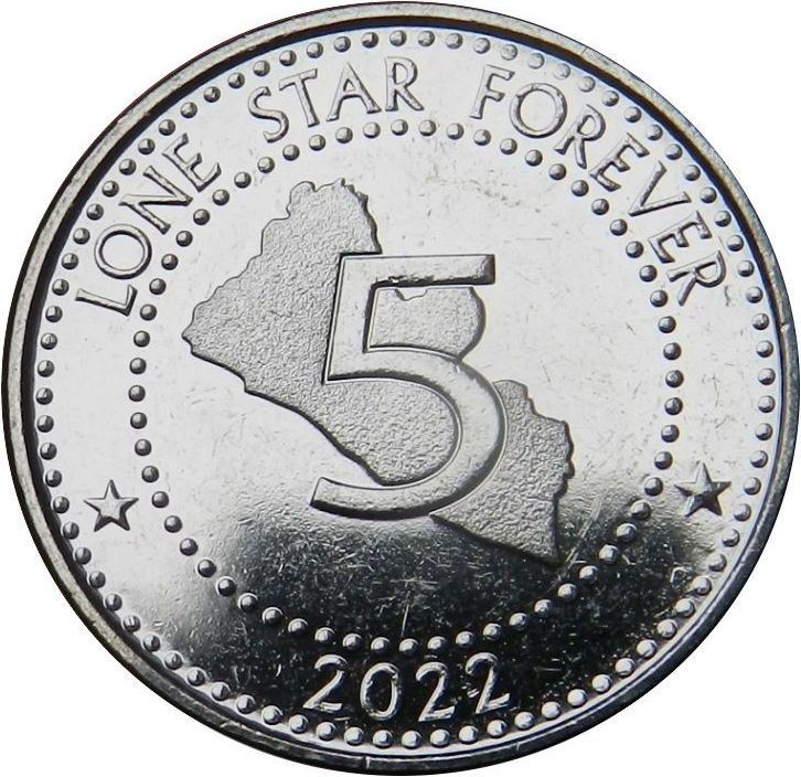 Liberia | 5 Dollars | Edward James Roye | Nickel plated steel | KM:1083 | 2022-2024