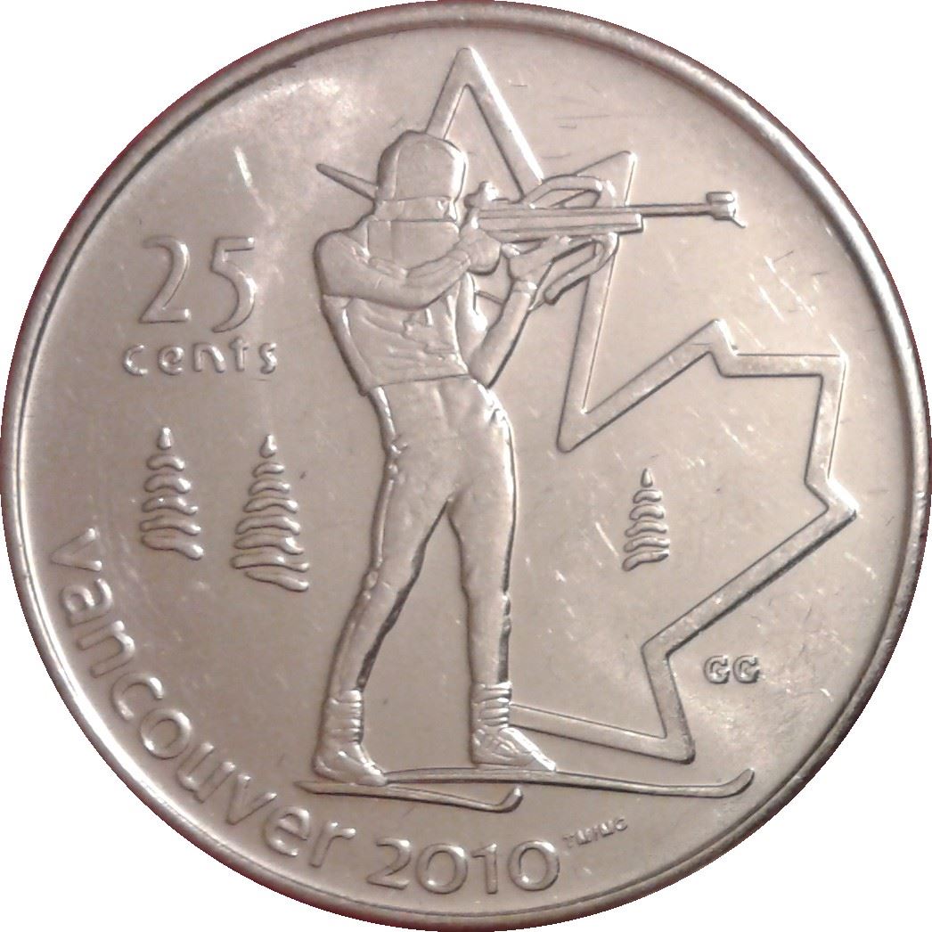 Canada | 25 Cents Coin | Nickel plated steel | Biathlon | KM:685 | 2007