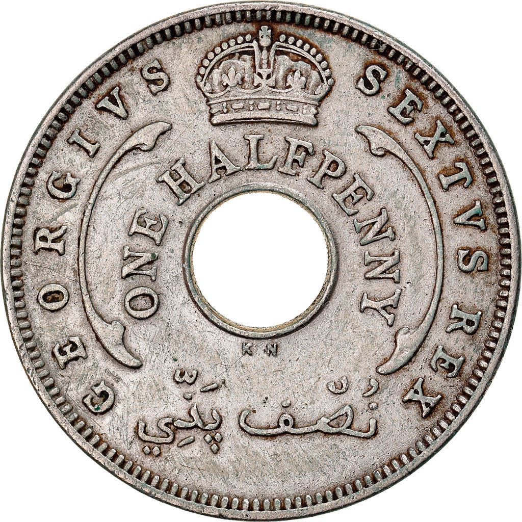 British West Africa | 1/2 Penny Coin | Crown | Hexagram | Km:27 | 1949 - 1951