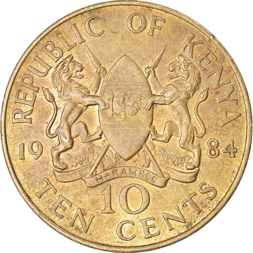 Kenya 10 Cents | Lions | Spears | East African Shield Coin | KM18 | 1978 - 1991