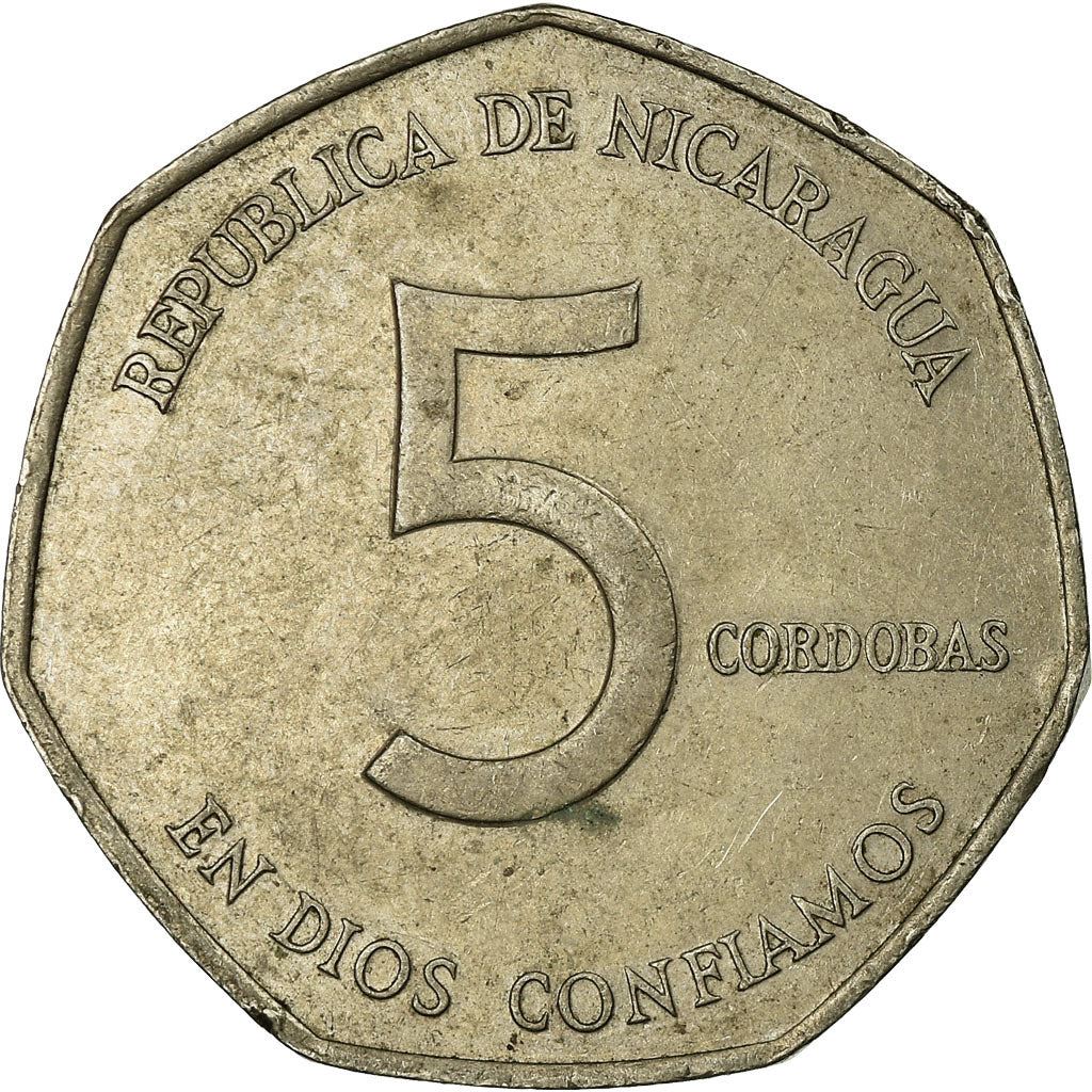 Nicaragua | 5 Cordobas Coin | Augusto Nicolás Sandino | Revolutionary | Km:44 | 1980