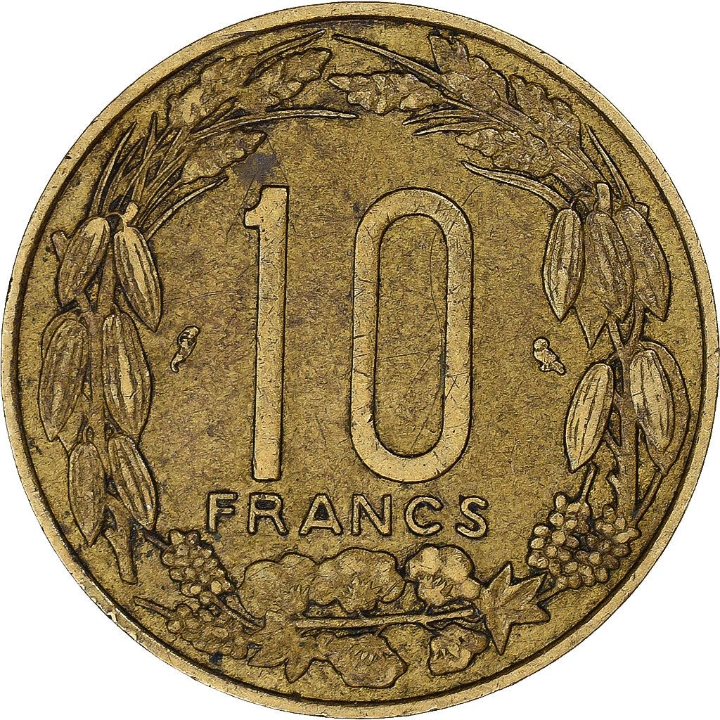 Central African States | 10 Francs Cfa Coin | Antelope | Crops | Km:2 | 1961 - 1962