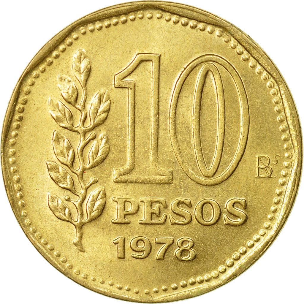 Argentina 10 Pesos | Sol de Mayo | Olive branch Coin | KM72 | 1976 - 1978