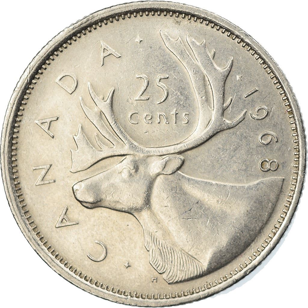Canada | 25 cent mønt | Sølv | 2. portræt | KM:62a | 1968