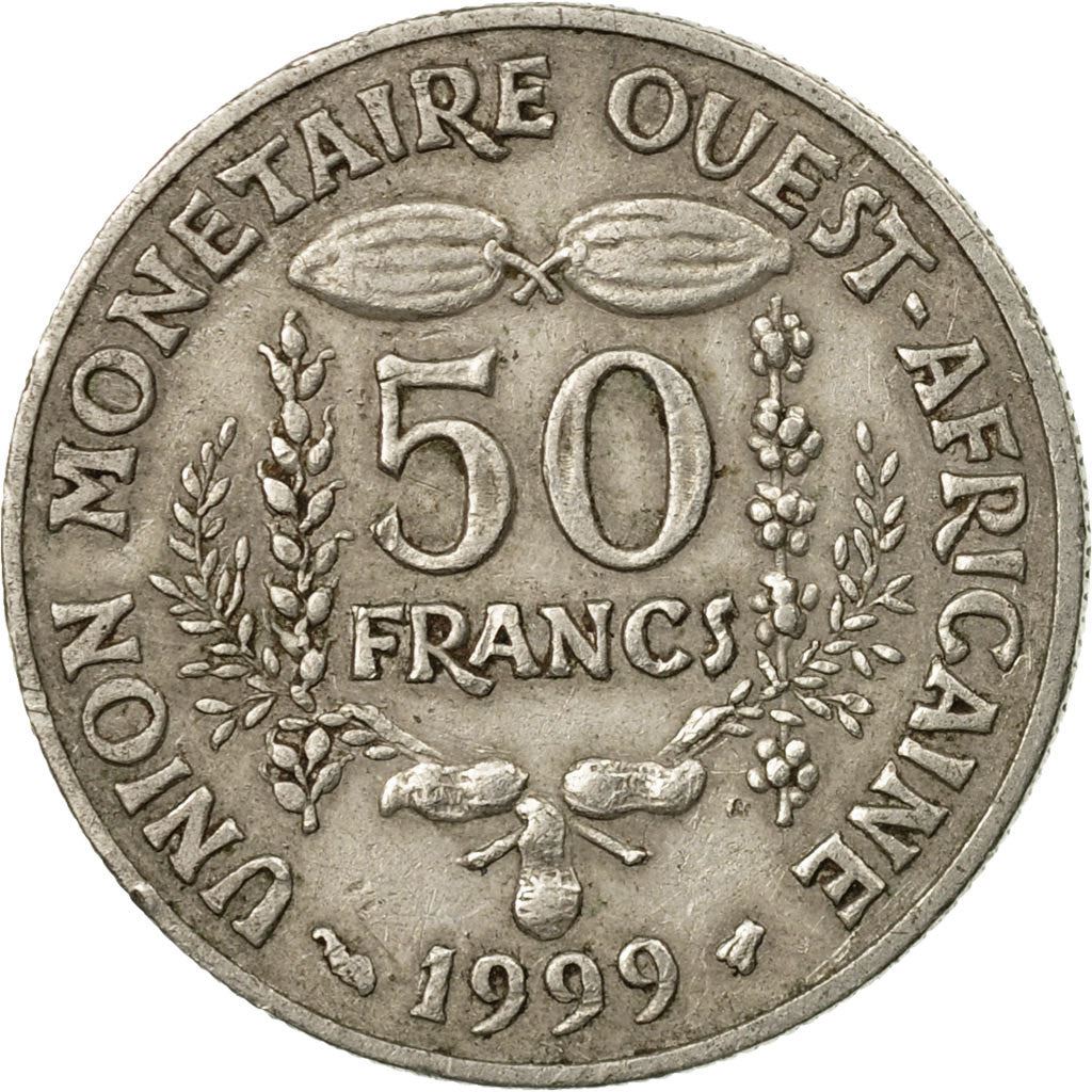Western African States | 50 Francs Cfa Coin | Emblem of Central Bank | Beans | Grains | Nuts | Km:6 | 1972 - 2011
