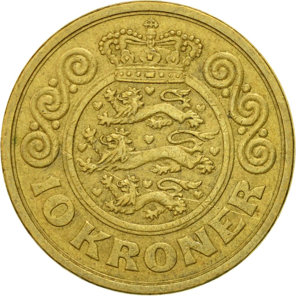 Denmark | 10 Kroner Coin | Margrethe II | Km:877 | 1994 - 1999