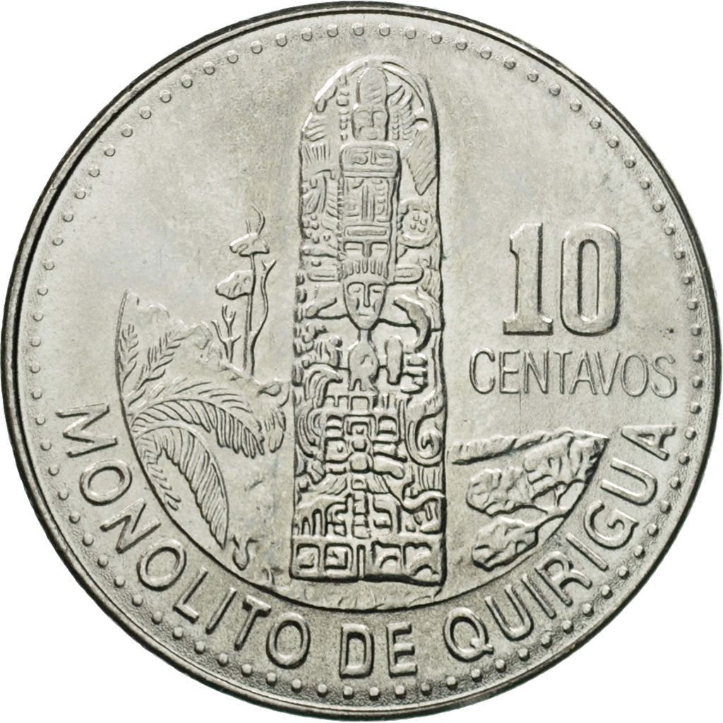 Guatemala | 10 Centavos Coin | Mayan Pillar | Km:277.6A | 2009 - 2022