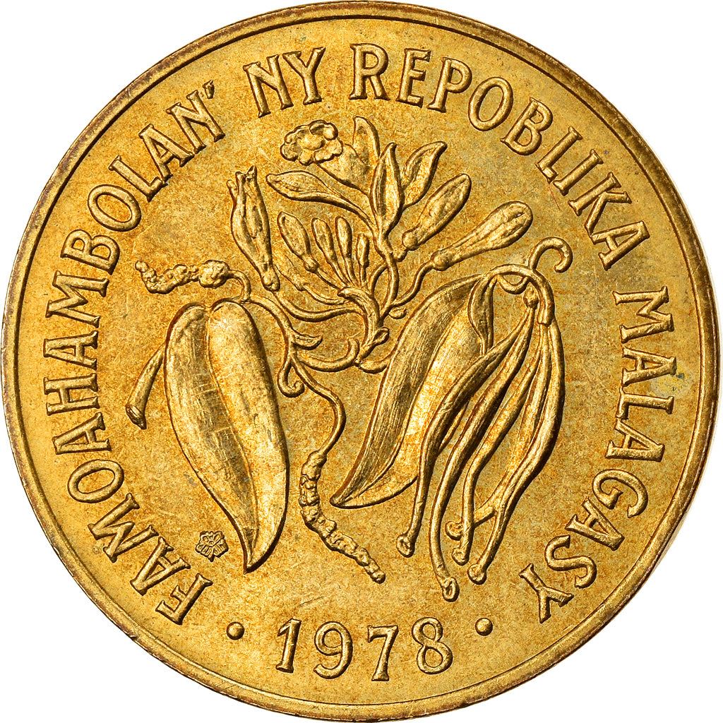 Madagascar | 10 Francs / 2 Ariary Coin | Zebu | Vanilla | Km:11 | 1970 - 1989