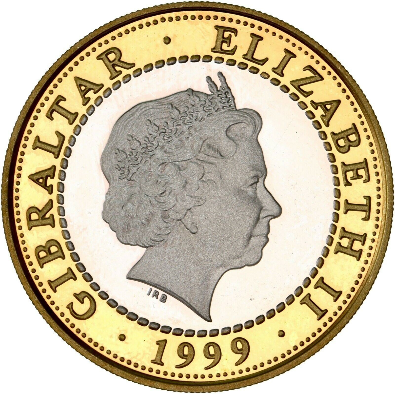 Gibraltar | 2 Pounds Coin | Queen Elizabeth II | Augean Stables | KM759 | 1999