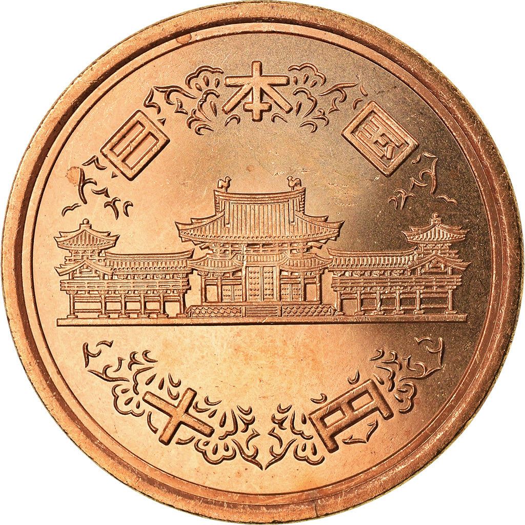 Japan | 10 Yen Coin | Phoenix Hall Temple | Wreath | Y:97, Jnda:02-9, Schön:74 | 1989 - 2019