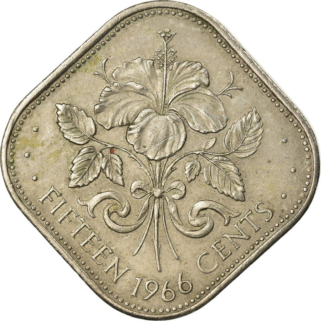 The Bahamas | 15 Cents Coin | Hibiscus | Copper-nickel | KM:5 | 1966-1970