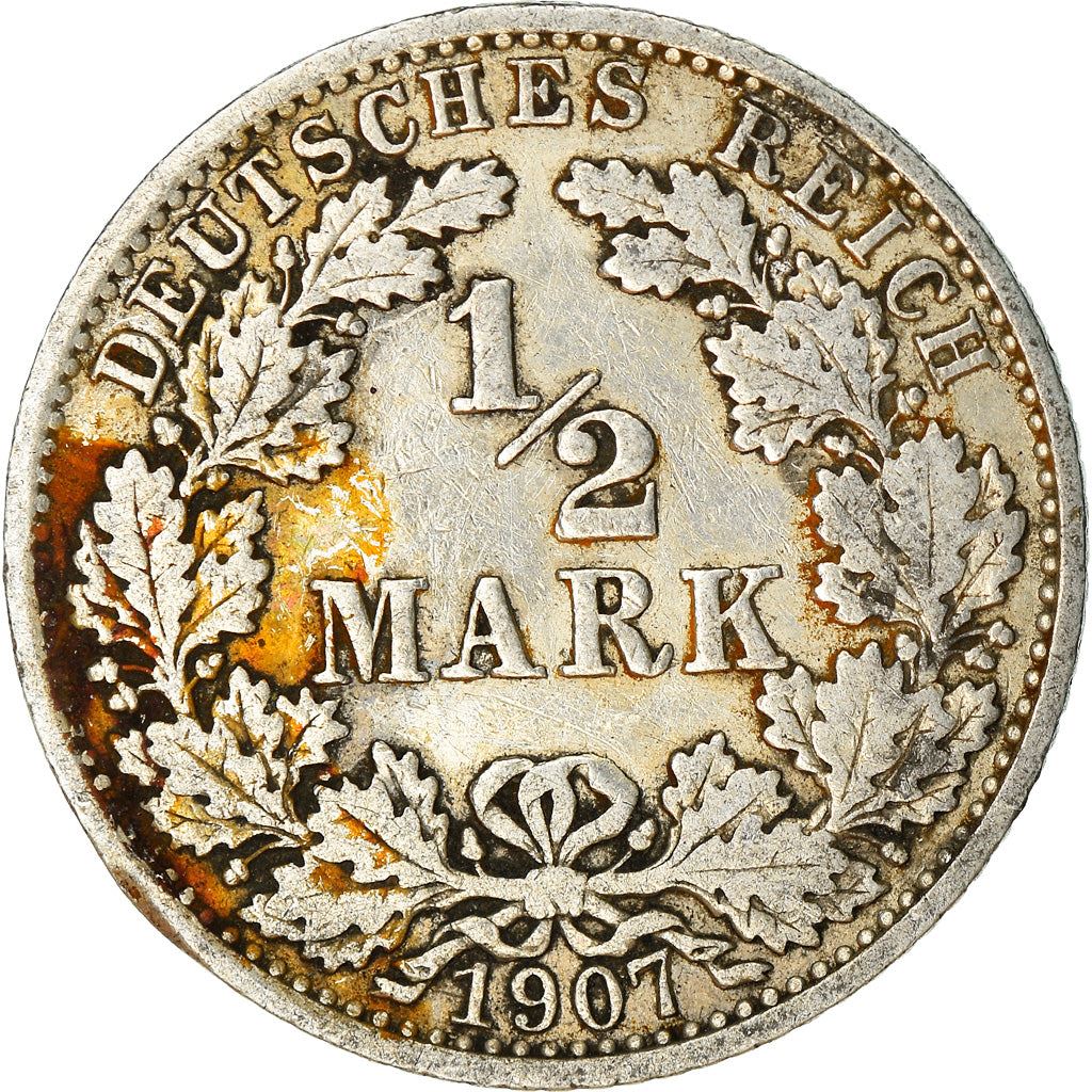 German Empire 1/2 Mark Coin | Deutsches Reich | Wilhelm II | Type 2 | KM17 | 1905 - 1919