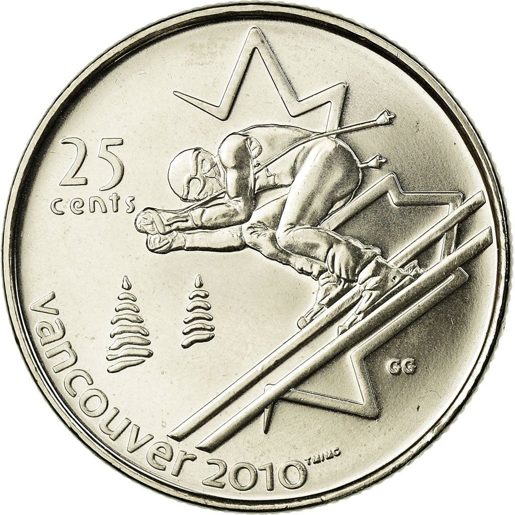 Canada | 25 Cents Coin | Nickel plated steel | Alpine skiing | KM:686 | 2007-2008