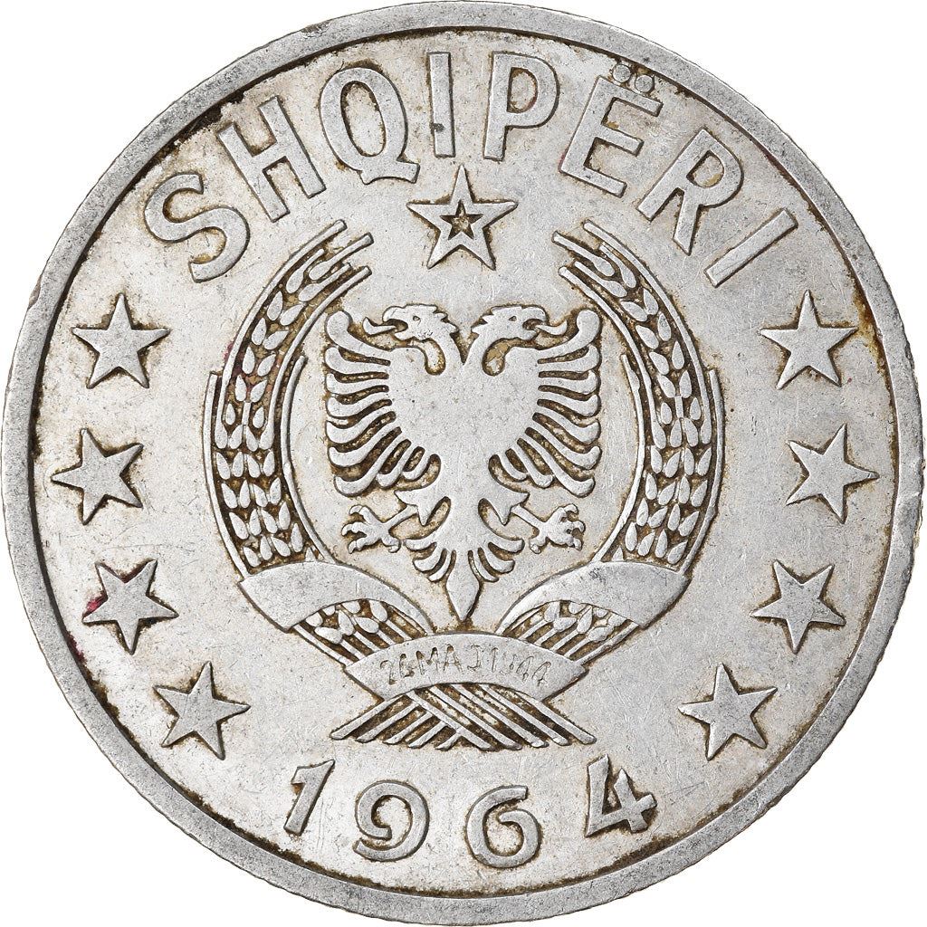 Albania | 1 Lek Coin | Aluminium | Coat of Arms | Double-Headed Eagle | Bird | Km:43 | 1964