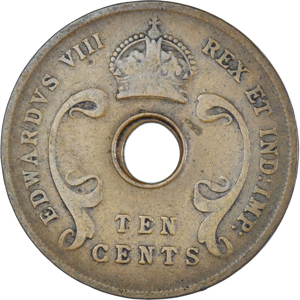 East Africa | 10 Cents Coin | Crown | Tusks | Edward VIII | Km:24 | 1936