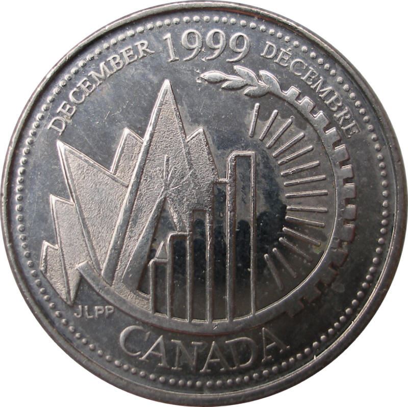 Canada | 25 Cents Coin | Geometrical Shapes | Nickel | KM:353 | 1999
