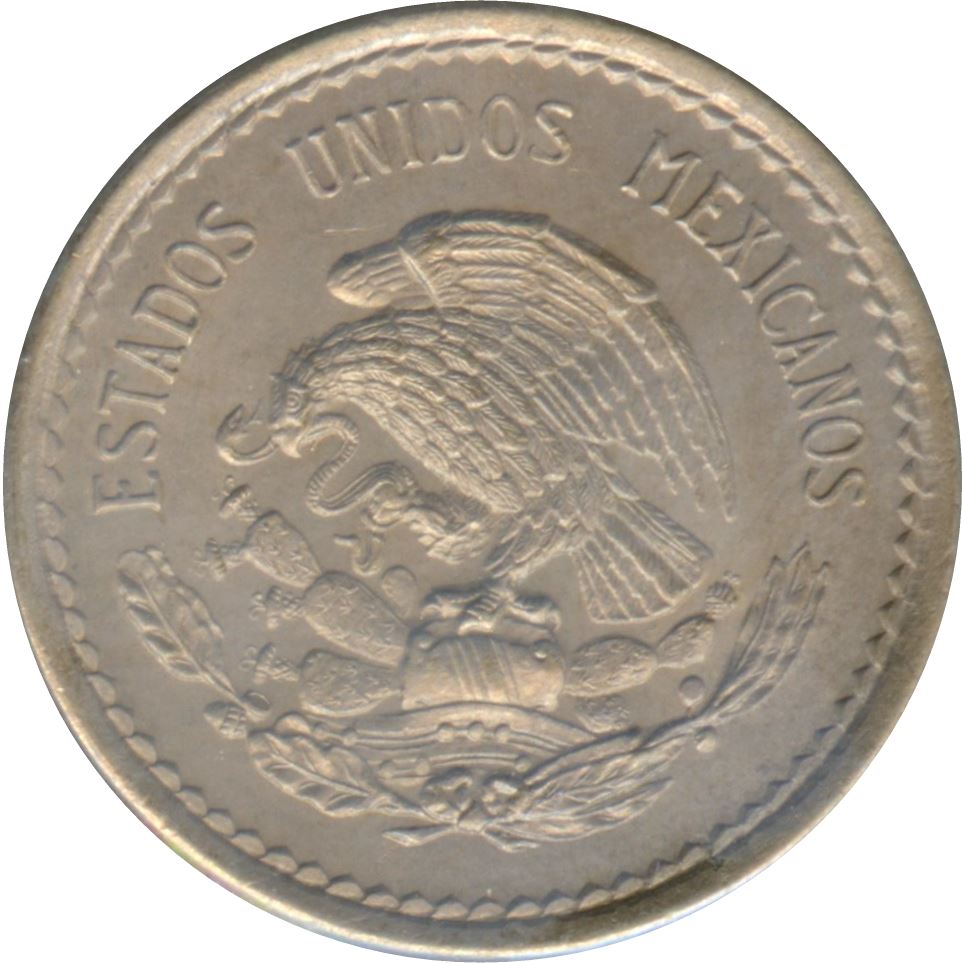 Mexico 5 Centavos Coin | Eagle | Sun Stone | Rattlesnake | Encino | KM423 | 1936 - 1942