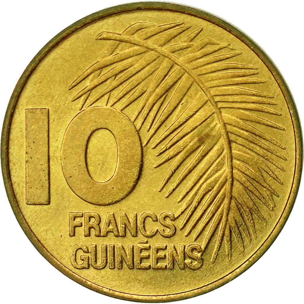 Guinea | 10 Francs Guineens Coin | Palm leaf | Km:52 | 1985