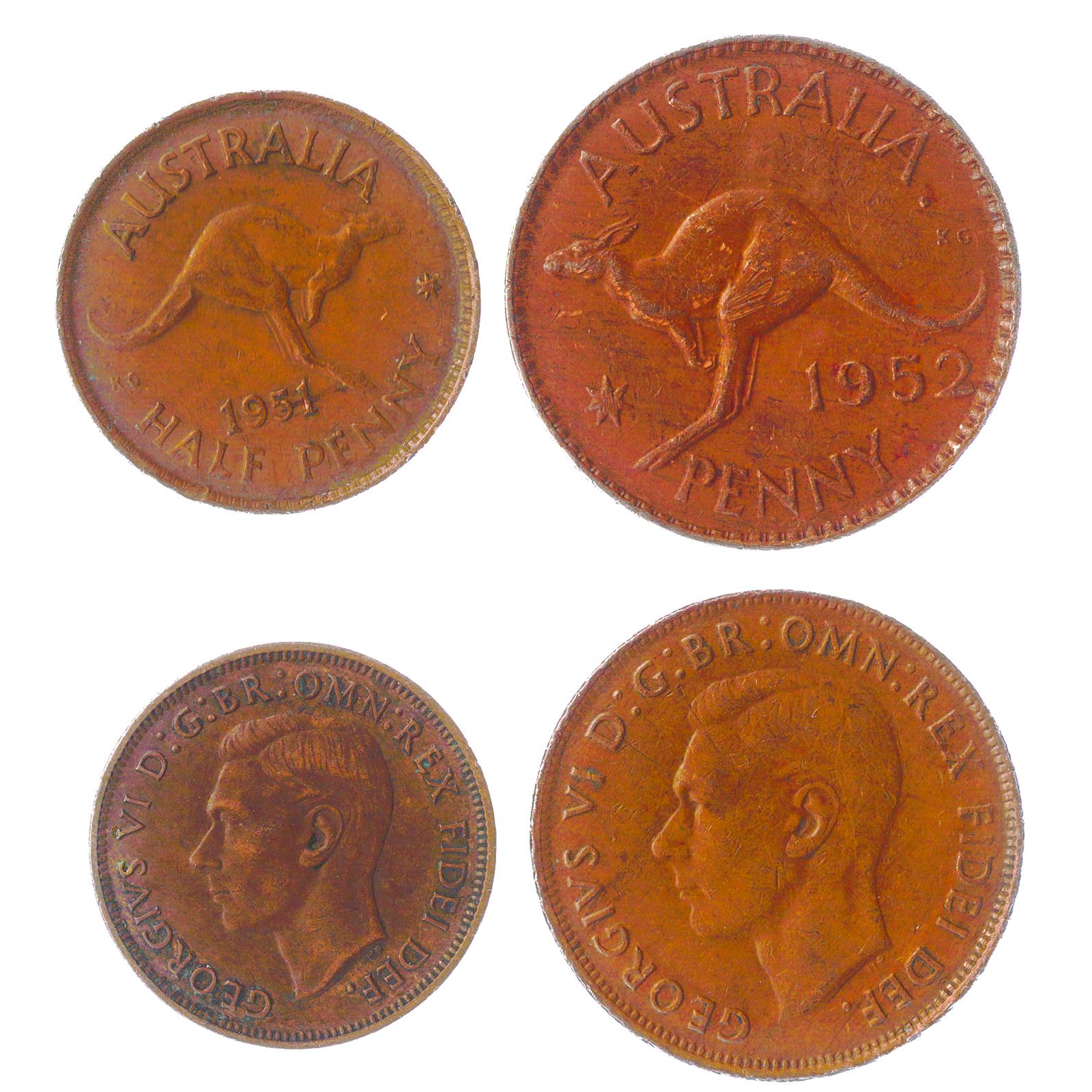 Australia | 2 Coin Set | 1/2 1 Penny | 1938 - 1948