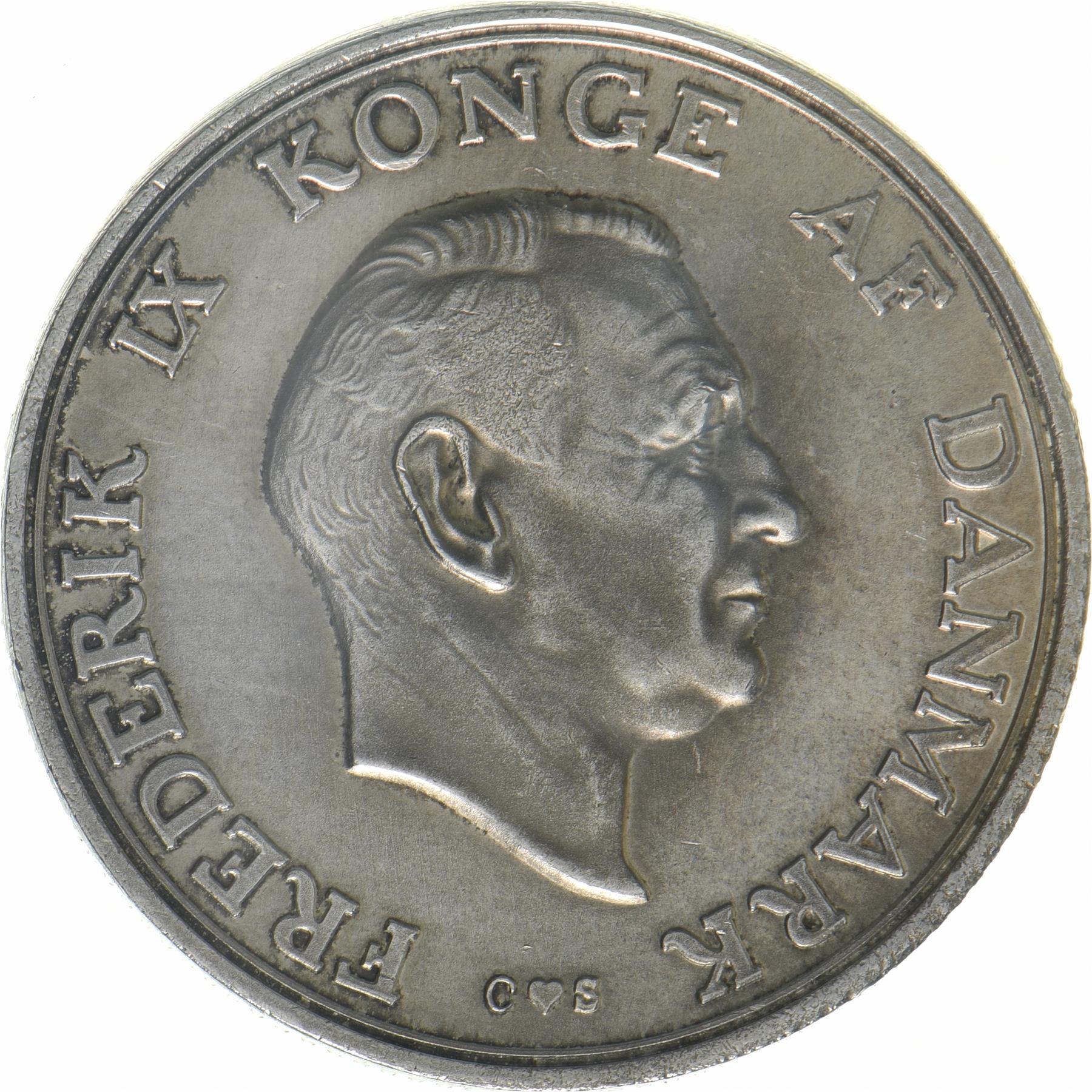 Denmark | 2 Kroner Coin | Silver | Princess Margrethe's 18th Birthday | KM:845 | 1958