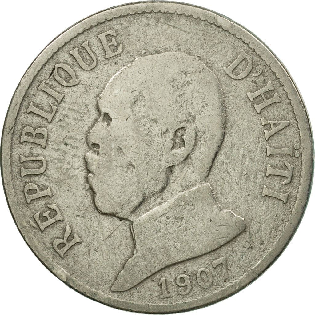 Haiti | 20 Centimes Coin | General Pierre Nord-Alexis | Cannon | Km:55 | 1907 - 1908