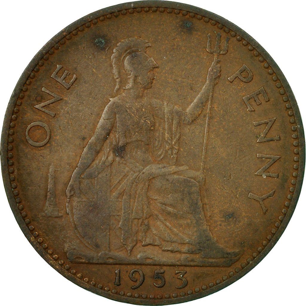 United Kingdom | 1 Penny Coin | Britannia | KM:883 | 1953