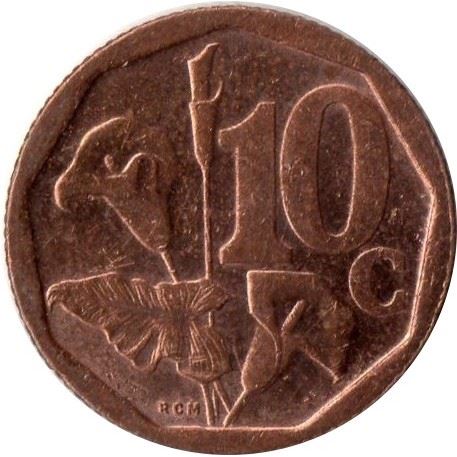 South Africa | 10 Cents Coin | Flowers | Arum Lily | Km:370 | 2018