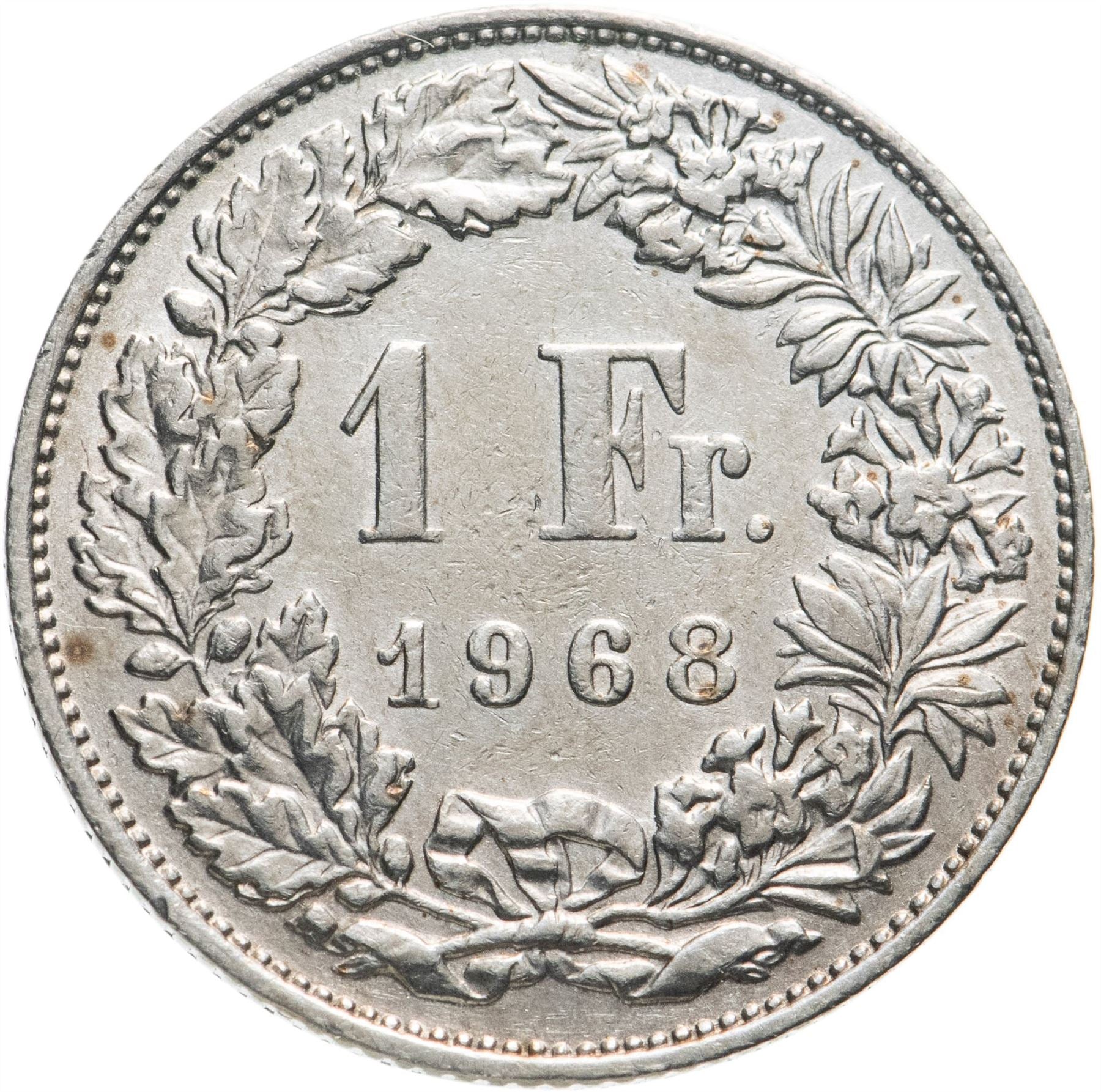 Switzerland | Swiss | 1 Franc Coin | Helvetia | KM24a | 1968 - 2021