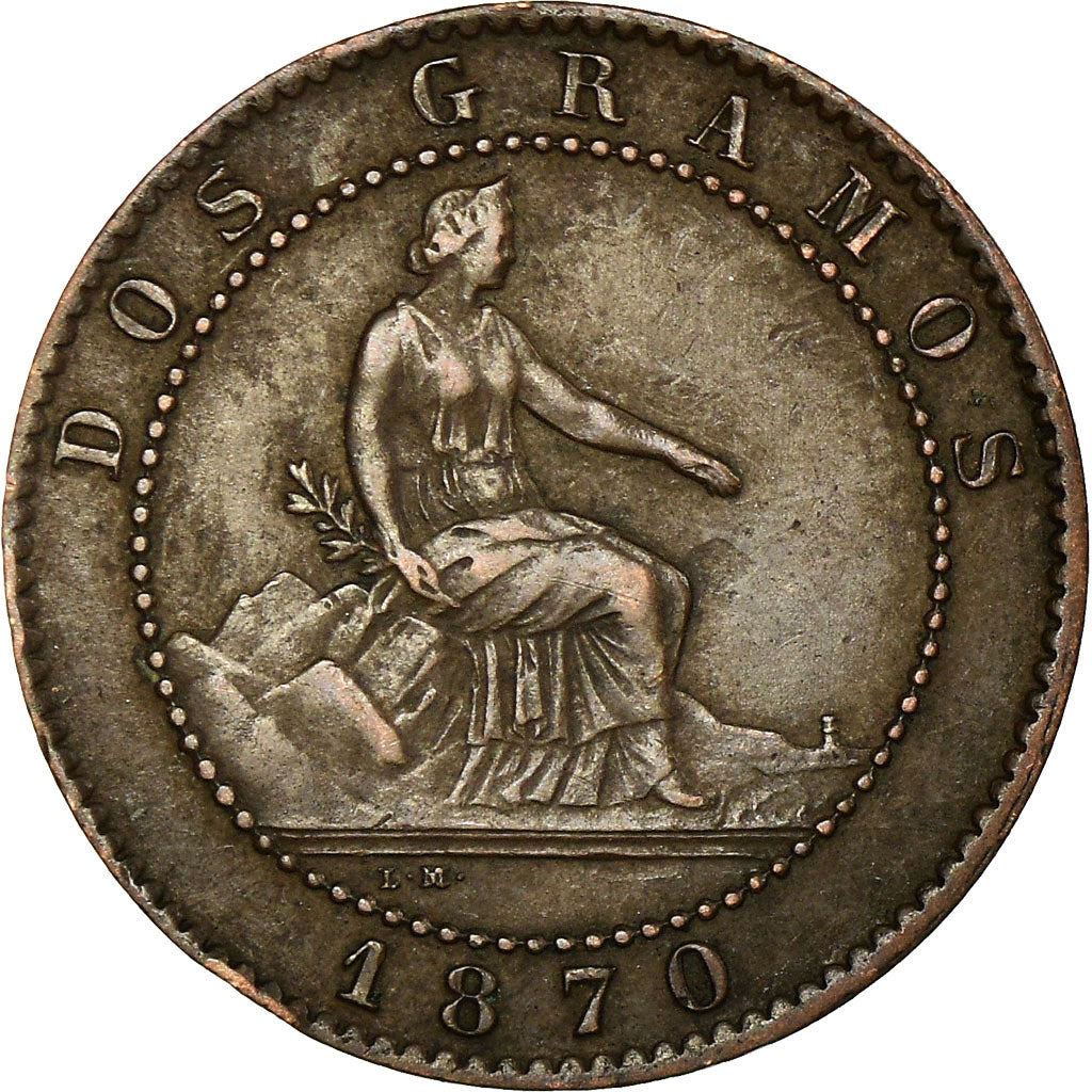Spain 2 Centimos Coin | Provisional Government | KM661 | 1870