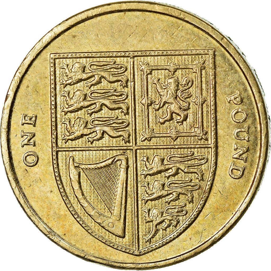 United Kingdom Coin 1 Pound | Elizabeth II 4th portrait | Royal Shield | 2008 - 2015