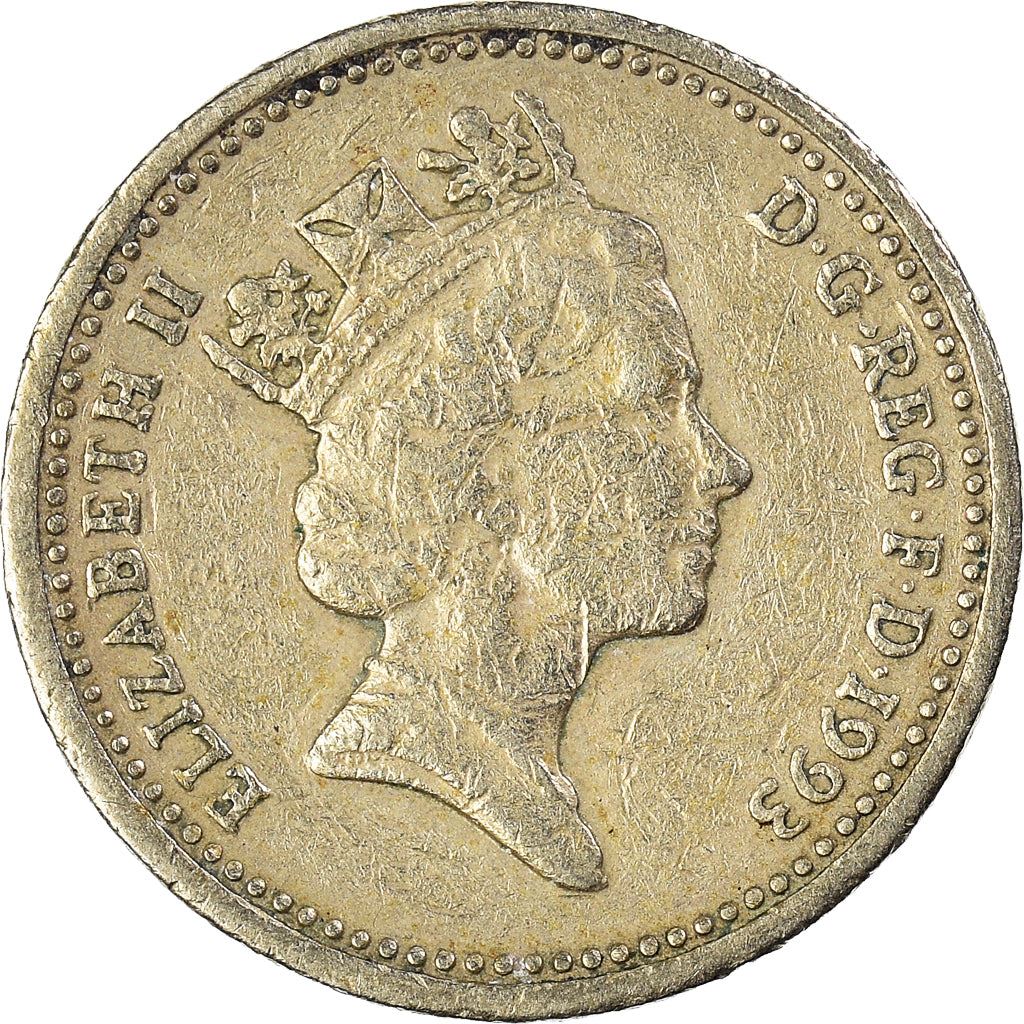 United Kingdom | 1 Pound Coin | Royal Arms | Km:964 | 1993