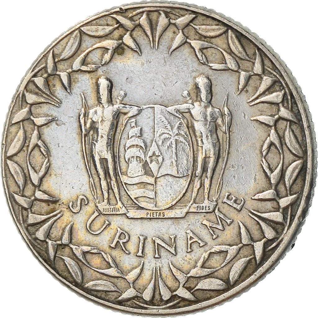 Suriname | 25 Cents Coin | Natives | Wreath | Km:14 | 1962 - 1986