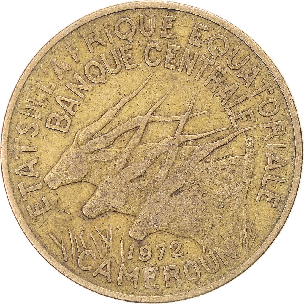 Central African States | 25 Francs Cfa Coin | Antelope | Crops | Km:4A | 1970 - 1972