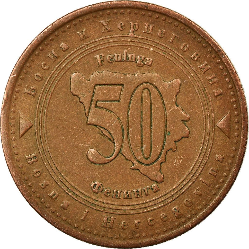 Bosnia and Herzegovina | 50 Feninga Coin | Map of Bosnia | Km:117 | 1998 - 2025