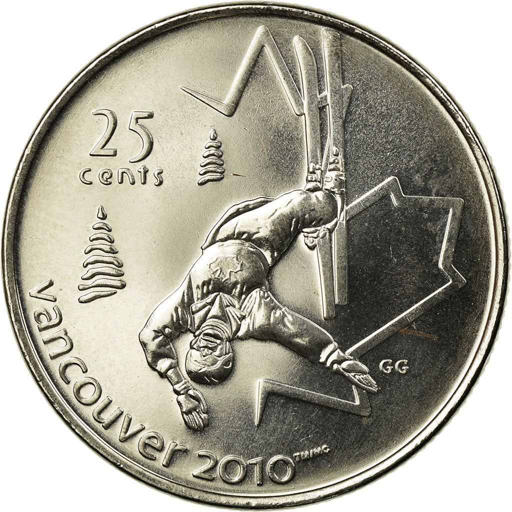 Canada | 25 Cents Coin | Nickel plated steel | Freestyle Skiing | KM:765 | 2008