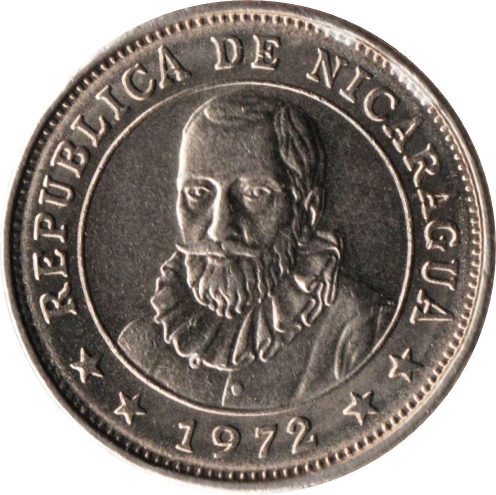 Nicaragua | 5 Centavos Coin | Explorer | Sun | Volcanos | Km:24.2A | 1972